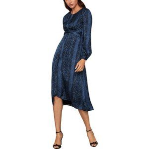 NWT BCBG MaxAzria Green one shoulder satin midi dress L